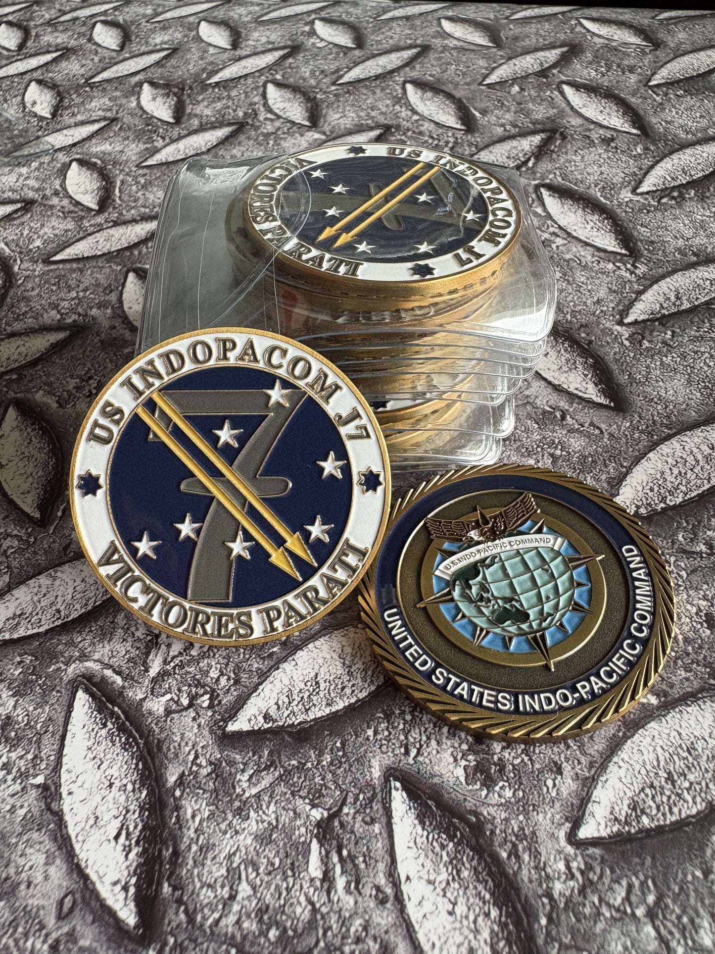 Custom challenge coin with enamel colour fill and metal relief — gallery image 11