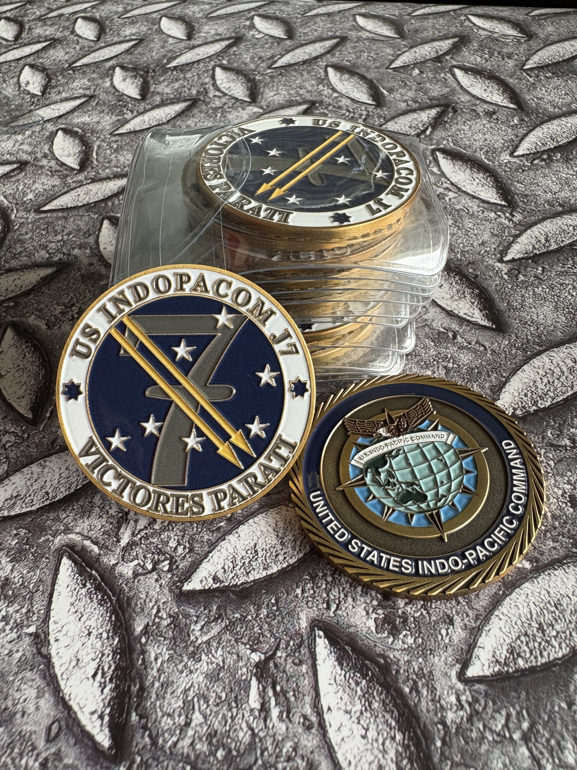 Custom challenge coin with enamel colour fill and metal relief — gallery image 11