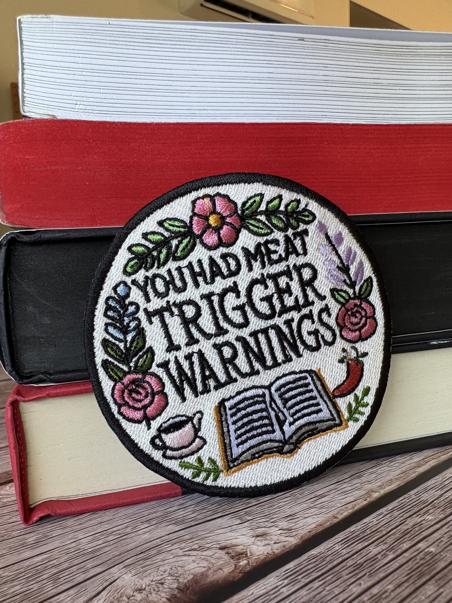 Custom embroidered patch with merrowed border and full stitched coverage — gallery image 10