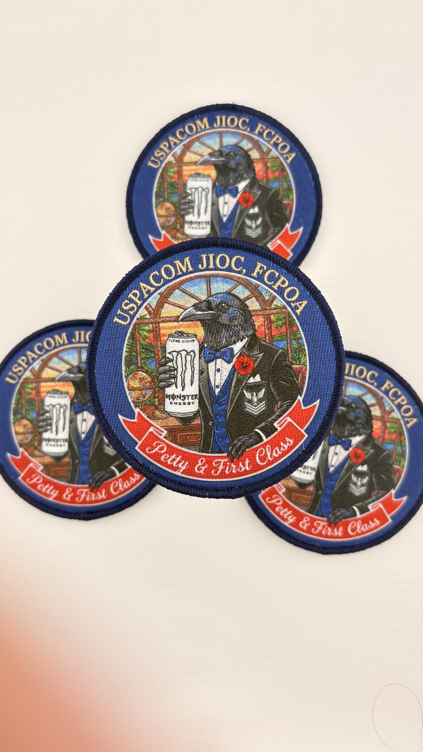 Custom twill patch with embroidered detail and finished merrowed edge — gallery image 4