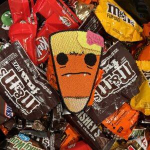 Zombie Corn Embroidered Patch – Cute‑But‑Creepy Halloween Candy Corn Patch (4" x 2.5")