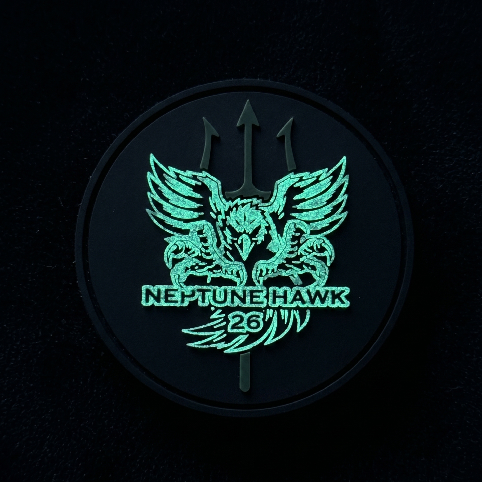 Exercise Neptune Hawk PVC Patch featuring the motto “SI VIS PACEM PARA BELLUM,” 4-inch PVC design with hook-and-loop backing